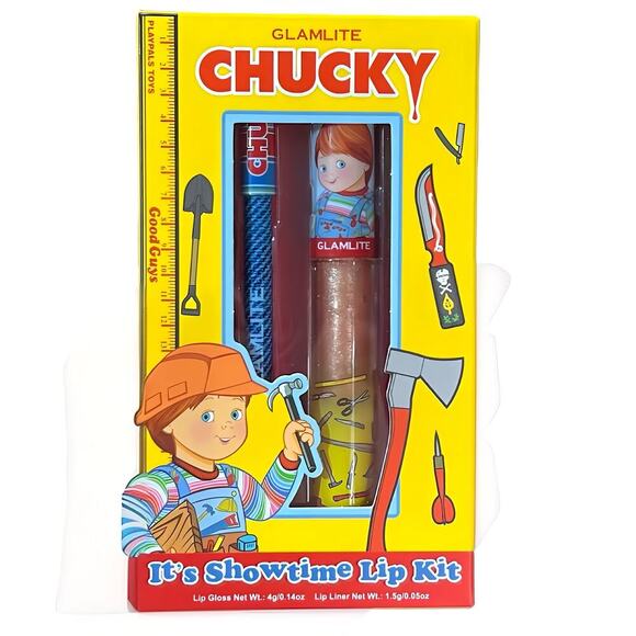 Glamlite x Chucky Horror Movie Lip Kit New in Box Limited Edition Gloss & Liner - Picture 1 of 10